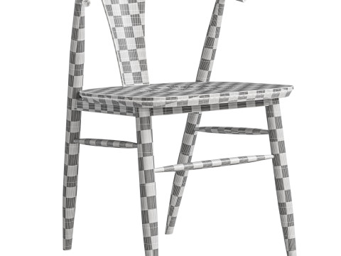 Fyn Natural Walnut Wood Dining Side Chair 3D Model