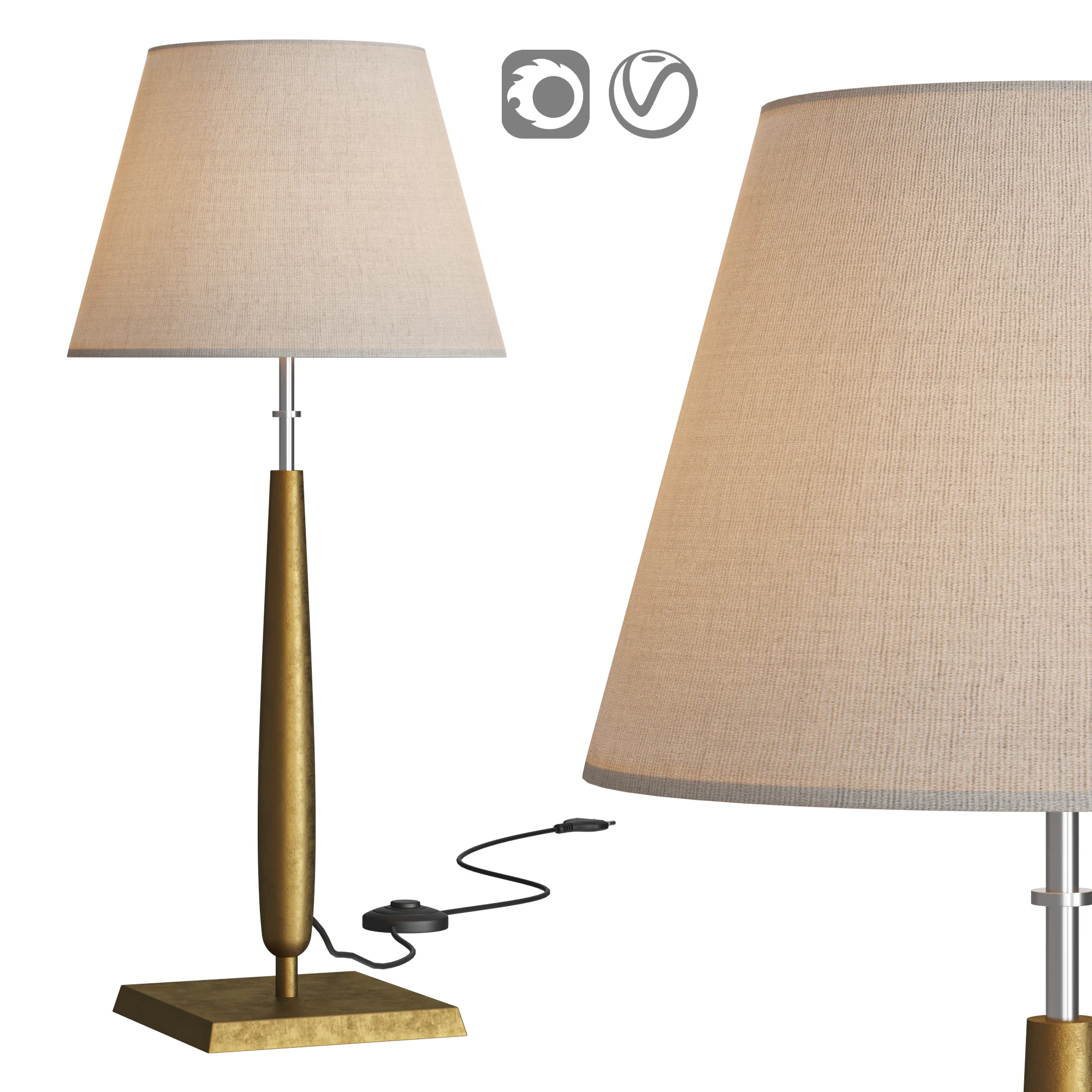 Tailor Soft Bronze Table Lamp 3D Model .c4d .max .obj .3ds .fbx .stl .blend 