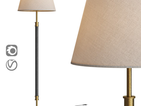 Viator Wrapped Black Leather Floor Lamp 3D Модель
