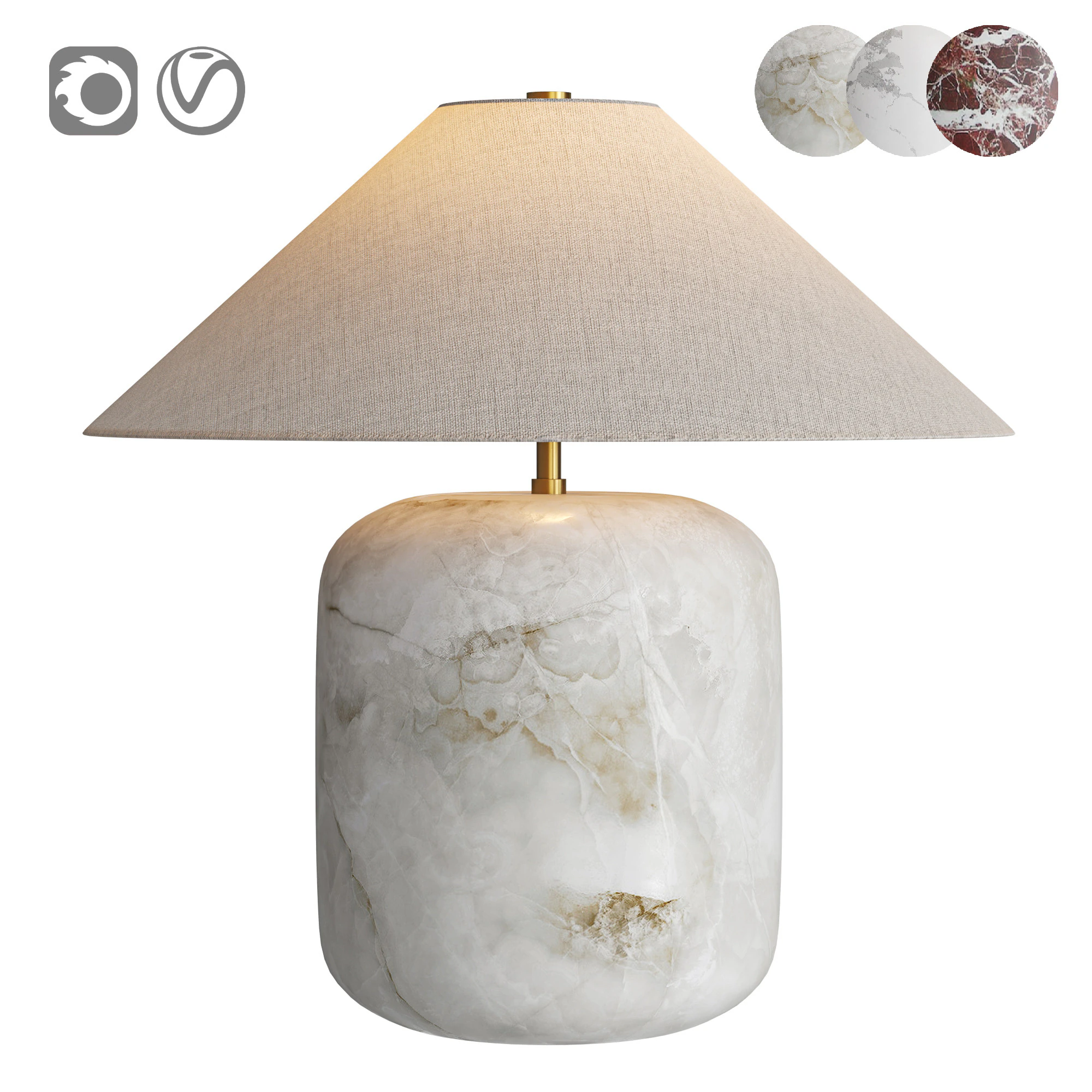 Block Rosso Levanto Marble Table Lamp 3D Model .c4d .max .obj .3ds .fbx .stl .blend 