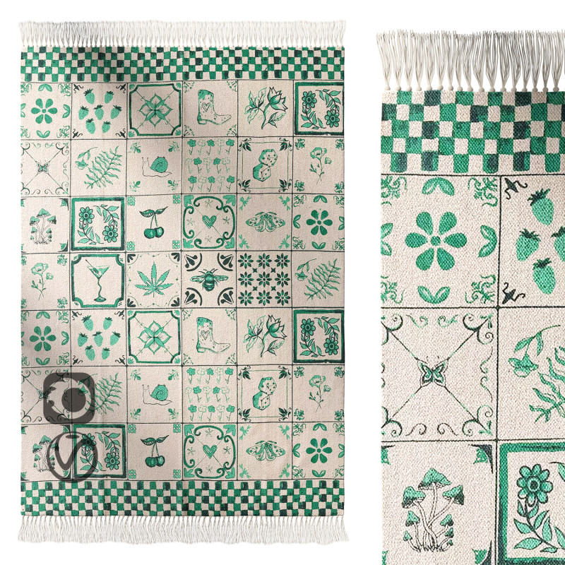 Mariana Tile Flatweave Printed Rug 3D Model .c4d .max .obj .3ds .fbx .stl .blend