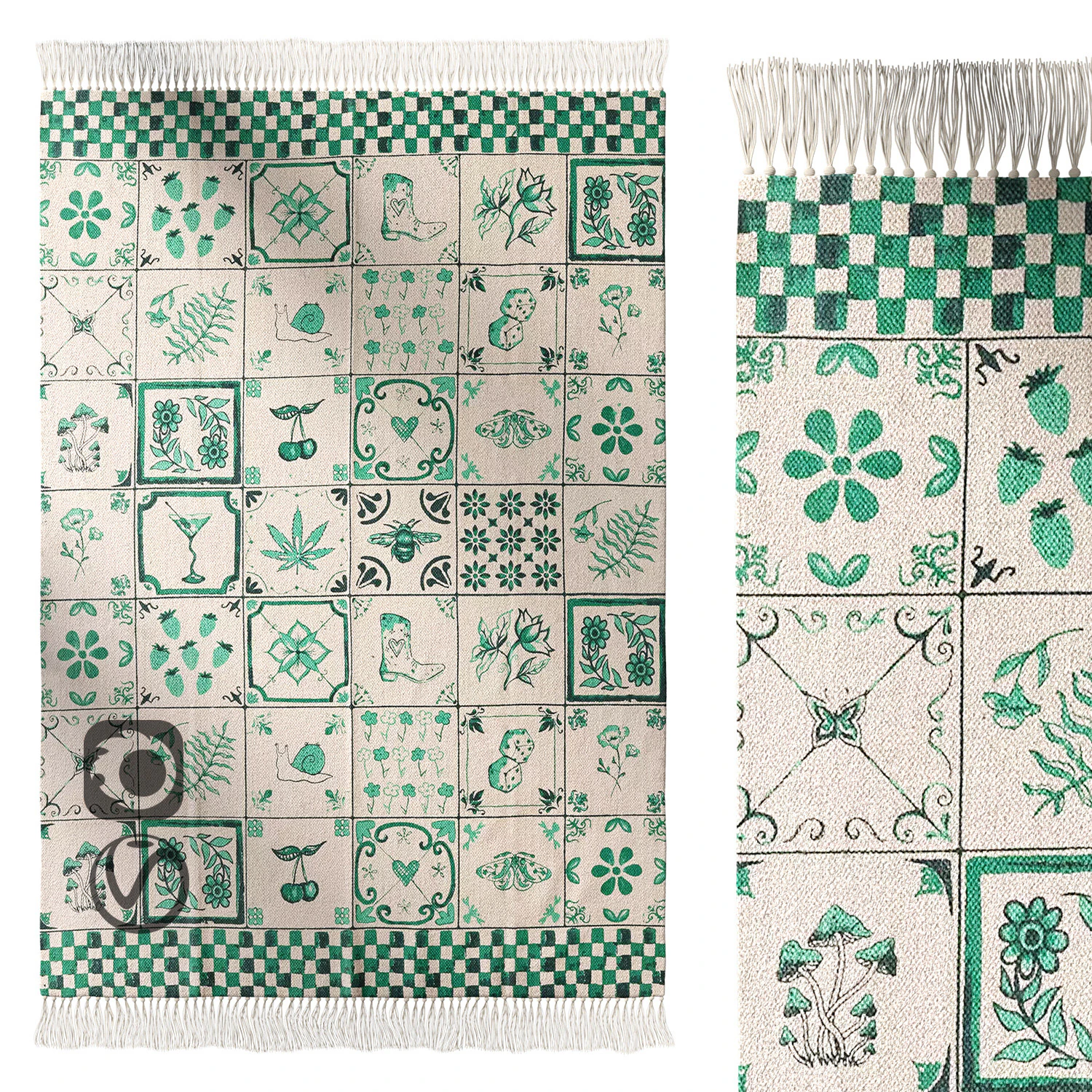 Mariana Tile Flatweave Printed Rug 3D Model .c4d .max .obj .3ds .fbx .stl .blend 