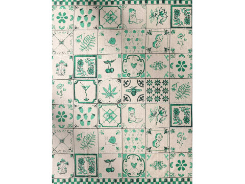 Mariana Tile Flatweave Printed Rug 3D Model