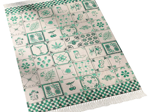 Mariana Tile Flatweave Printed Rug 3D Model