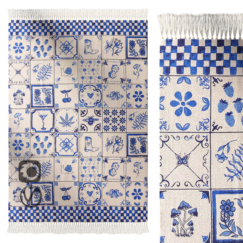 Mariana Tile Flatweave Printed Rug 3D Model .c4d .max .obj .3ds .fbx .stl .blend