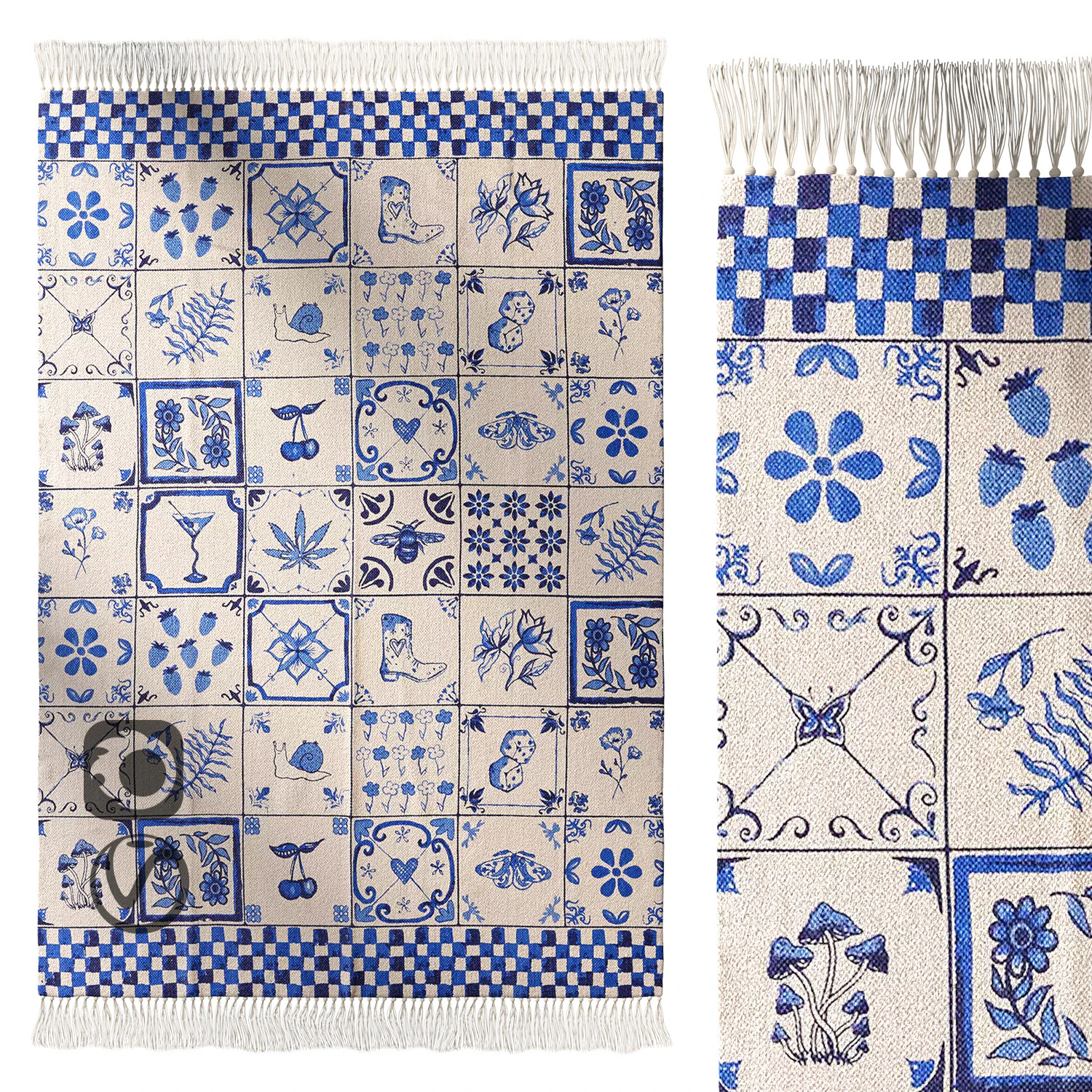 Tappeto stampato a tessitura piatta con piastrelle Mariana Modello 3D .c4d .max .obj .3ds .fbx .stl .blend