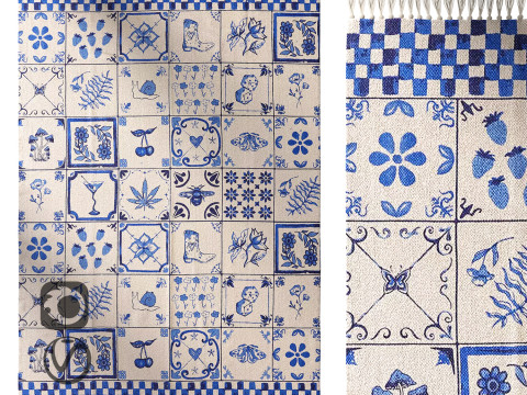 Mariana Tile Flatweave Printed Rug Modèle 3D