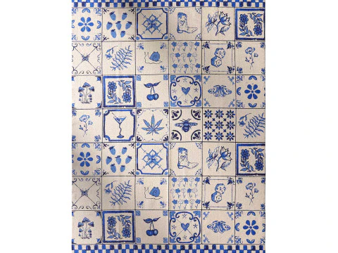 Tappeto stampato a tessitura piatta con piastrelle Mariana Modello 3D