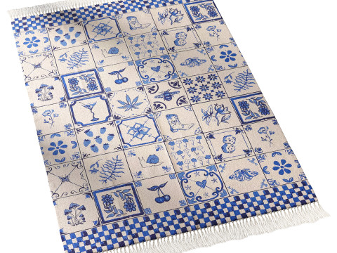 Mariana Tile Flatweave Printed Rug 3D Model