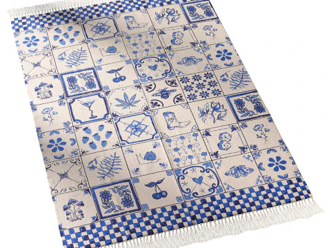 Tappeto stampato a tessitura piatta con piastrelle Mariana Modello 3D