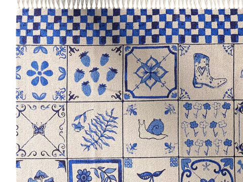 Tappeto stampato a tessitura piatta con piastrelle Mariana Modello 3D