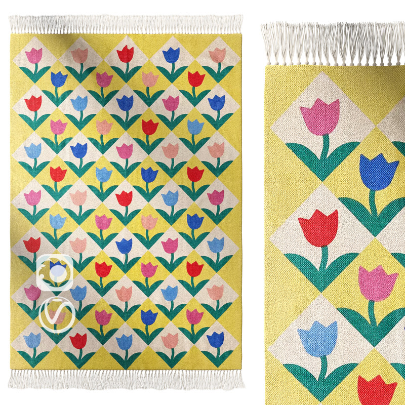 Renee Tulip Printed Rug 3D Modell .c4d .max .obj .3ds .fbx .stl .blend