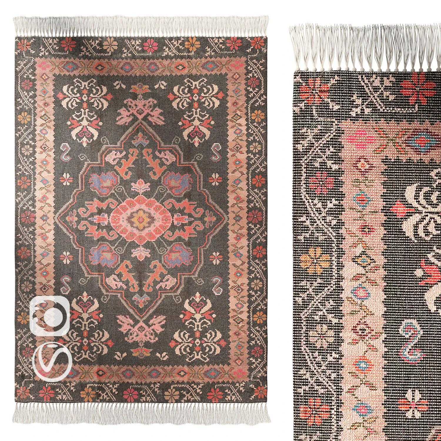 Cori Medallion Printed Rug 3D Model .c4d .max .obj .3ds .fbx .stl .blend 