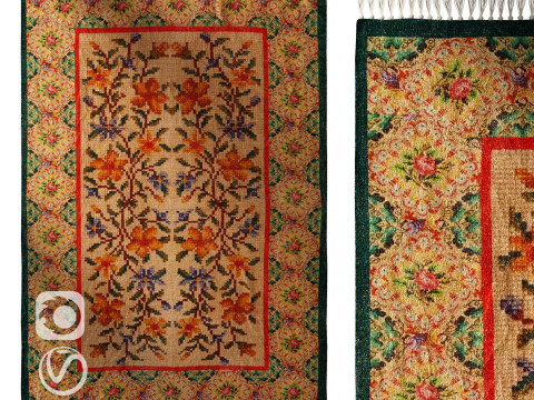Evelyn Needlepoint Digital Printed Rug Model 3D