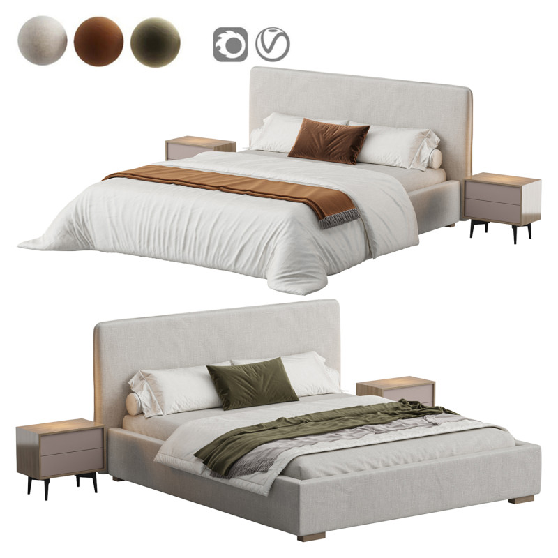 Cama BAIXA BROOKLYN Modelo 3D .c4d .max .obj .3ds .fbx .stl .blend
