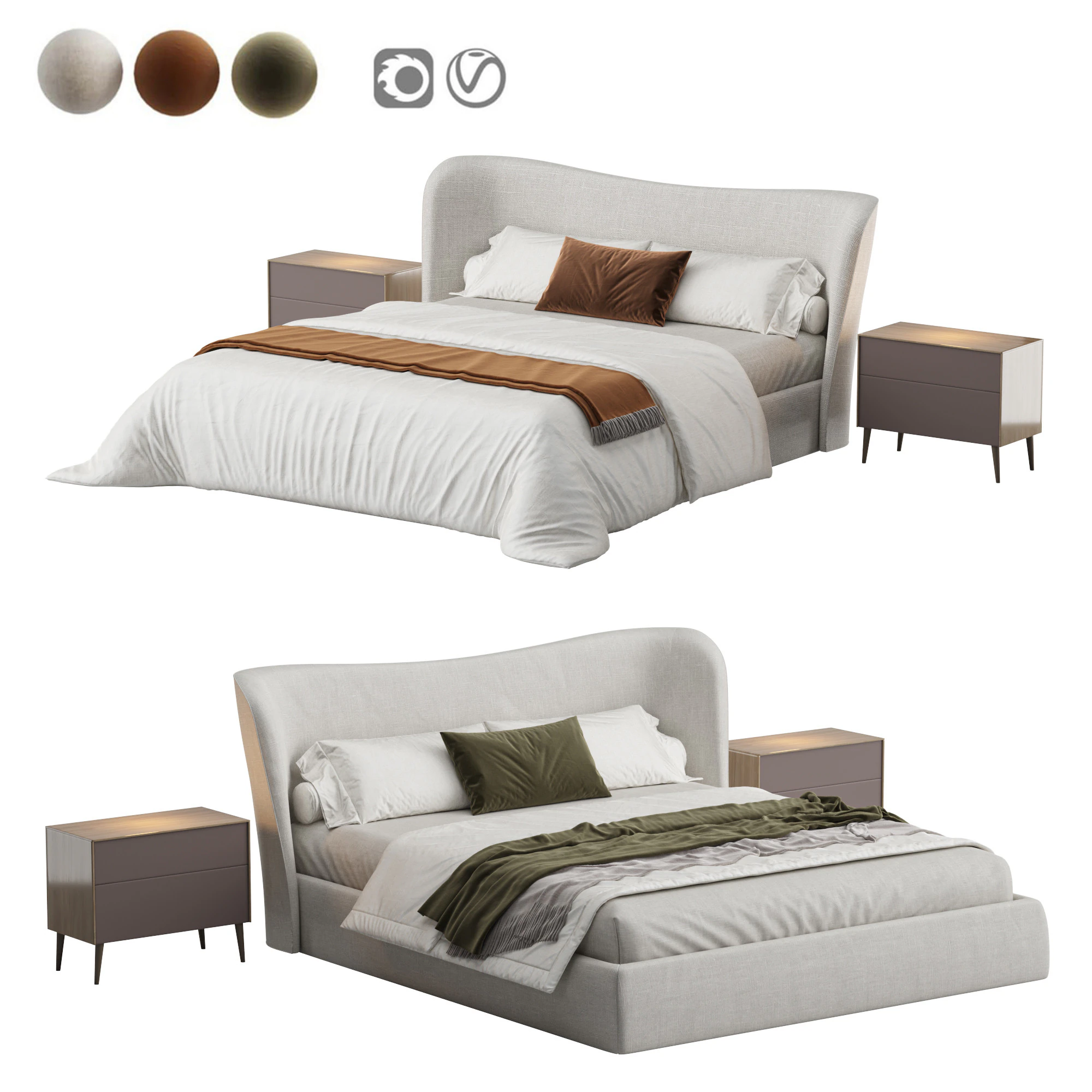 LISBET Bed 3D Model .c4d .max .obj .3ds .fbx .stl .blend 