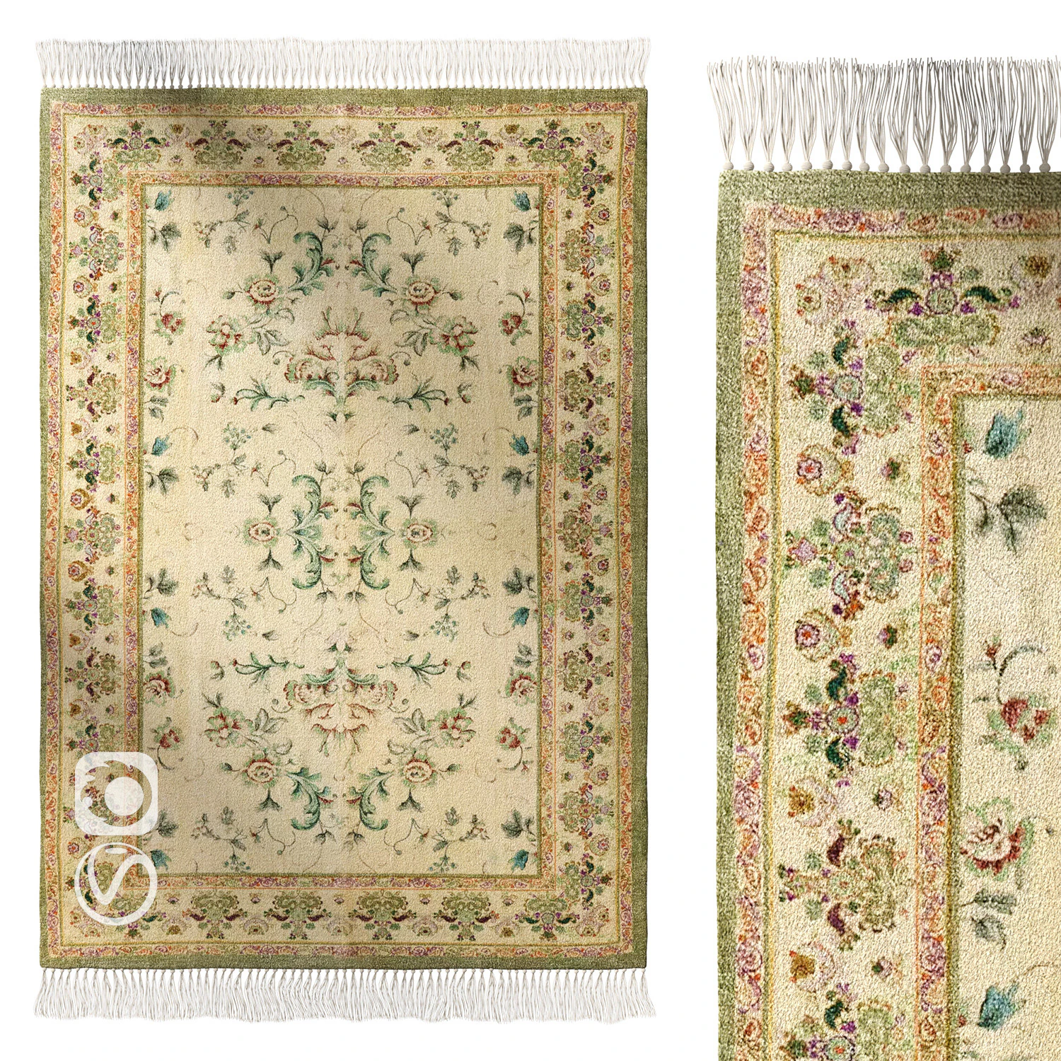 Lola Floral Digital Printed Chenille Rug 3D Model .c4d .max .obj .3ds .fbx .stl .blend