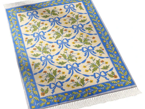 Bow Demask Screen Printed Rug 3D Model