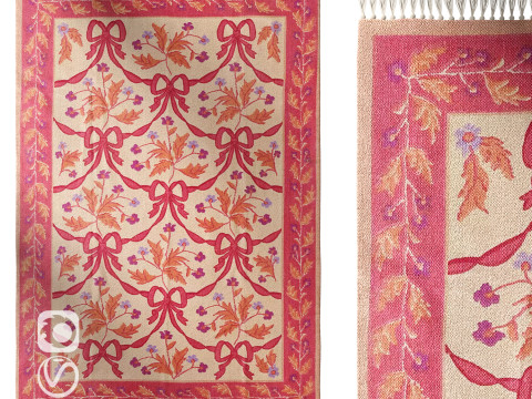 Bow Demask Screen Printed Rug 3D Model