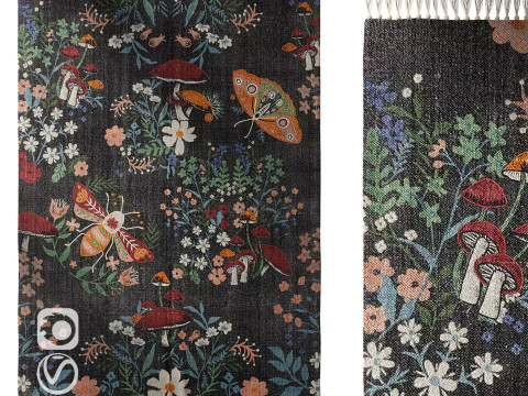 Karpet Bersulam Bunga Serangga Model 3D