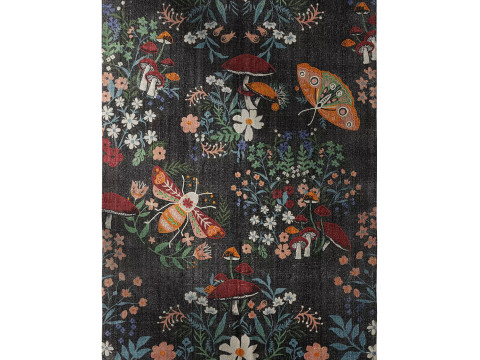Insect Floral Embroidered Brushed Rug 3D Model