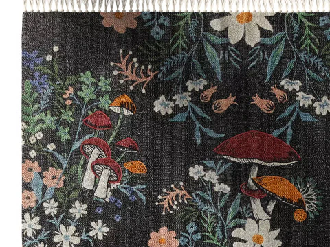 Insect Floral Embroidered Brushed Rug 3D Model