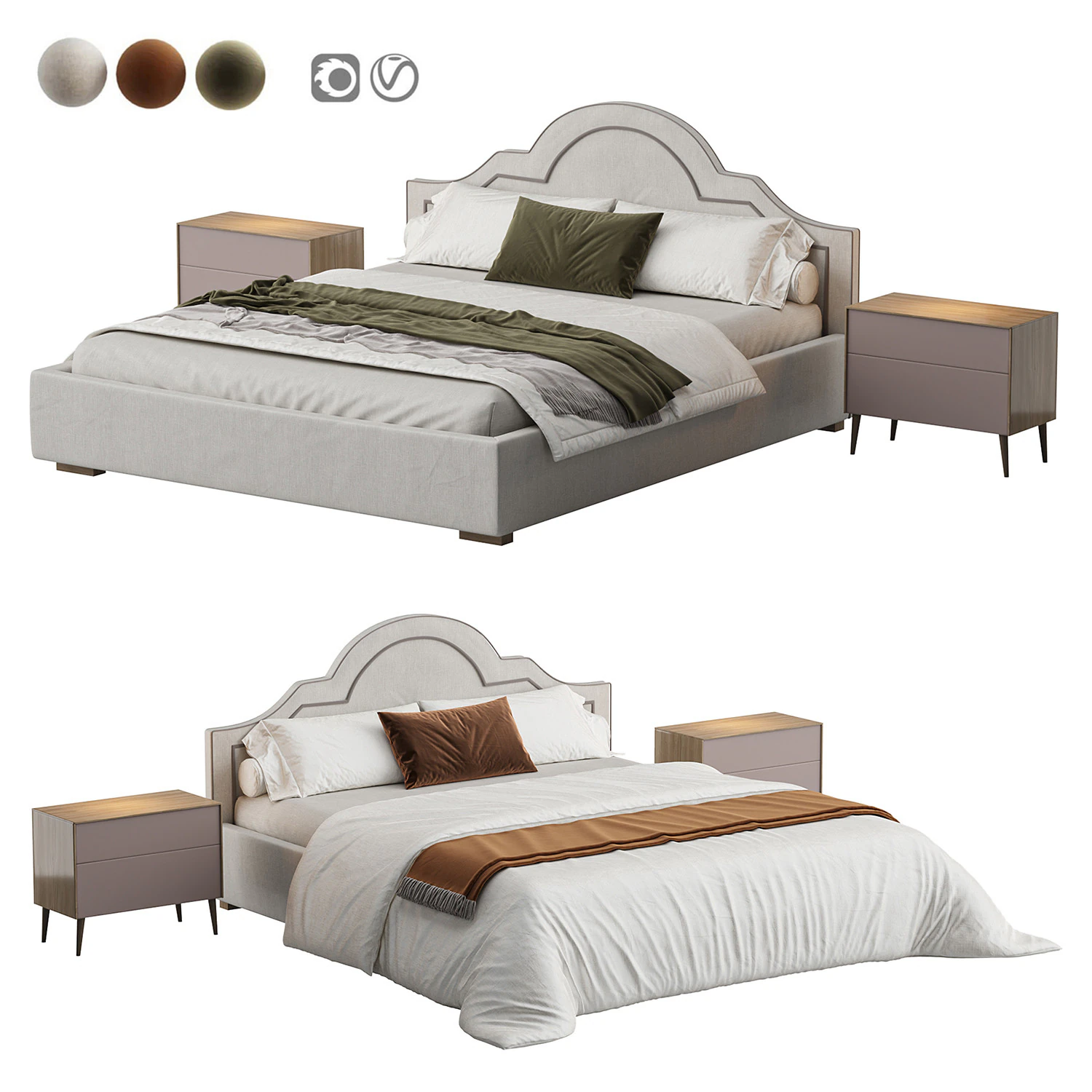 KYLIE Bed 3D Model .c4d .max .obj .3ds .fbx .stl .blend
