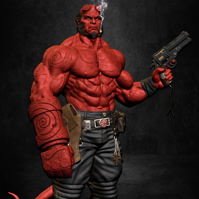 Hellboy 3D print model 1-6 and 1-4 scales 3D 打印模型 .c4d .max .obj .3ds .fbx .stl .blend