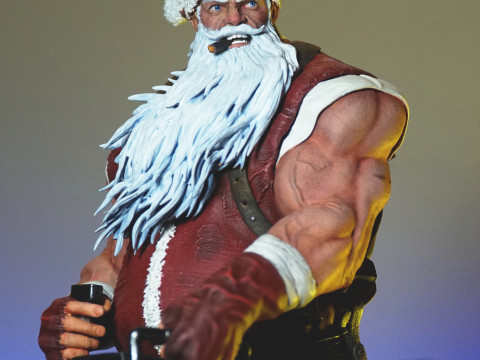 Badass Santa Claus with a Minigun 1-6 scale 3D Print Model 3D Print Model