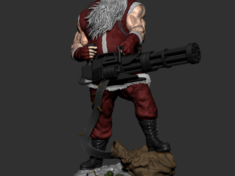 Badass Santa Claus with a Minigun 1-6 scale 3D Print Model 3D Print Model
