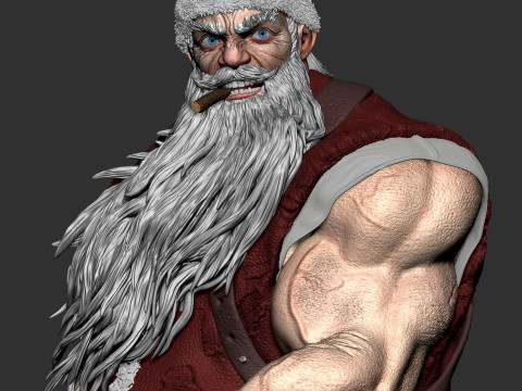 Badass Santa Claus with a Minigun 1-6 scale 3D Print Model 3D Print Model