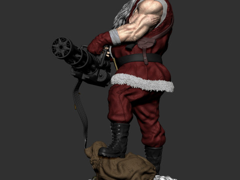 Badass Santa Claus with a Minigun 1-6 scale 3D Print Model 3D Print Model