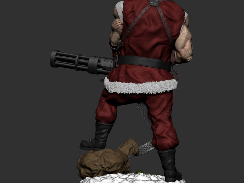 Badass Santa Claus with a Minigun 1-6 scale 3D Print Model 3D Print Model