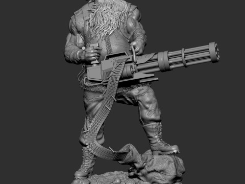 Badass Santa Claus with a Minigun 1-6 scale 3D Print Model 3D Print Model