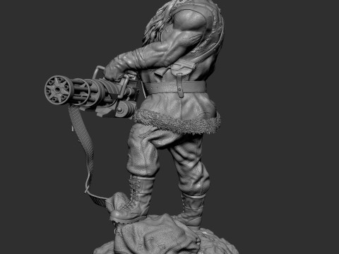 Badass Santa Claus with a Minigun 1-6 scale 3D Print Model 3D Print Model