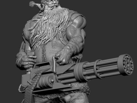 Badass Santa Claus with a Minigun 1-6 scale 3D Print Model 3D Print Model