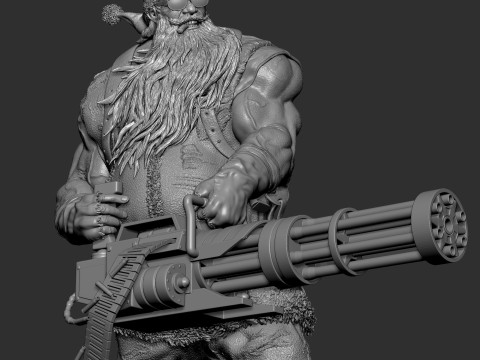 Badass Santa Claus with a Minigun 1-6 scale 3D Print Model 3D Print Model