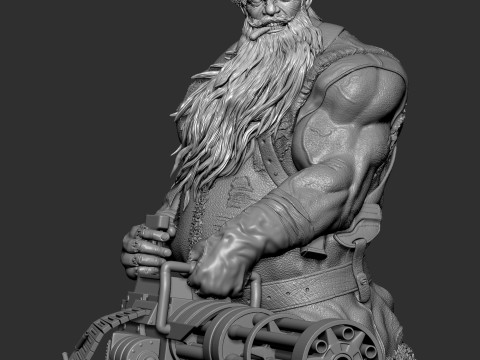 Badass Santa Claus with a Minigun 1-6 scale 3D Print Model 3D Print Model