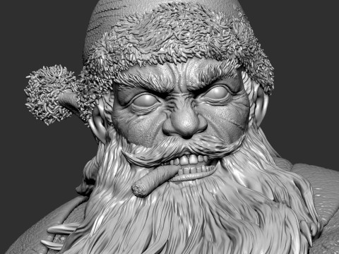 Badass Santa Claus with a Minigun 1-6 scale 3D Print Model 3D Print Model