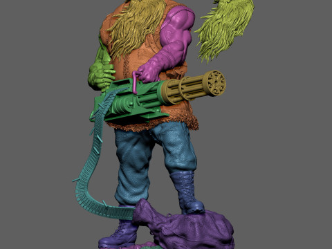 Badass Santa Claus with a Minigun 1-6 scale 3D Print Model 3D Print Model
