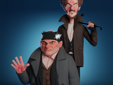 Stylized Harry Marv The Wet Bandits Home Alone 3D Print Model