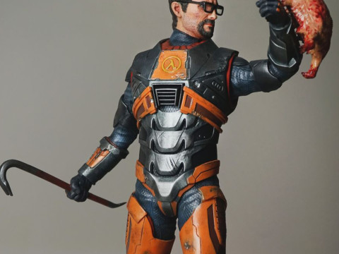 Gordon Freeman vs Headcrab Half-Life 16 and 14 scale 3D प्रिंट मॉडल