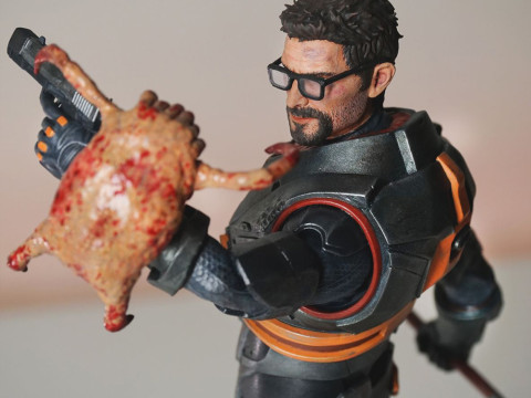 Gordon Freeman vs Headcrab Half-Life 16 and 14 scale Modello di stampa 3D