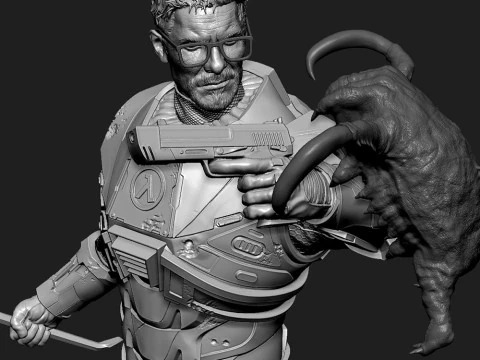 Gordon Freeman vs Headcrab Half-Life 16 and 14 scale 3D Print Model