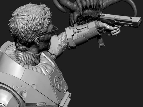 Gordon Freeman vs Headcrab Half-Life 16 and 14 scale 3D Print Model