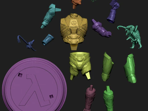 Gordon Freeman vs Headcrab Half-Life 16 and 14 scale 3D Print Model