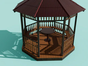 Wooden garden gazebo 3D Model