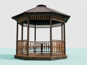 Wooden garden gazebo 3Dモデル