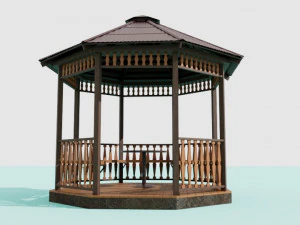 Wooden garden gazebo 3D Model