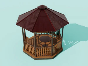 Wooden garden gazebo 3D Model